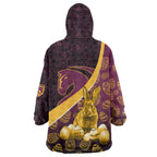 Brisbane Broncos Easter Day Wearable Blanket Hoodie Bunny and Egg Pattern in Gold Maroon Festive Style