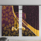 Brisbane Broncos Easter Day Window Curtain Bunny and Egg Pattern in Gold Maroon Festive Style