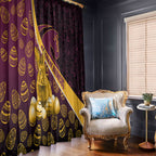 Brisbane Broncos Easter Day Window Curtain Bunny and Egg Pattern in Gold Maroon Festive Style