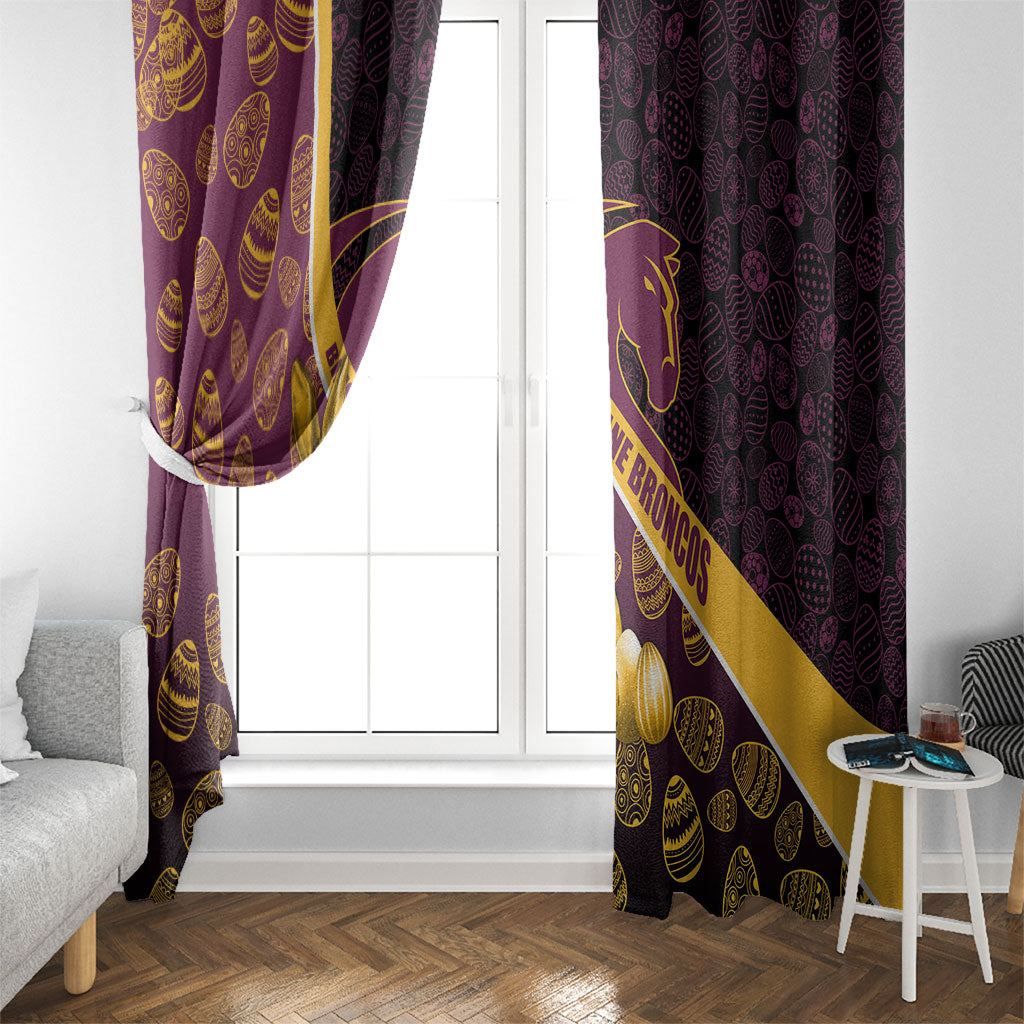 Brisbane Broncos Easter Day Window Curtain Bunny and Egg Pattern in Gold Maroon Festive Style
