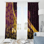 Brisbane Broncos Easter Day Window Curtain Bunny and Egg Pattern in Gold Maroon Festive Style