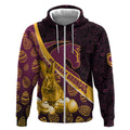 Brisbane Broncos Easter Day Zip Hoodie Bunny and Egg Pattern in Gold Maroon Festive Style