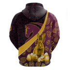 Brisbane Broncos Easter Day Zip Hoodie Bunny and Egg Pattern in Gold Maroon Festive Style