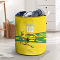 Personalized Socceroos Mascot Laundry Basket Australian Football Player Dynamic Green Yellow Sports Art