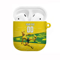 Personalized Socceroos Mascot AirPods Case Australian Football Player Dynamic Green Yellow Sports Art