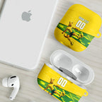 Personalized Socceroos Mascot AirPods Case Australian Football Player Dynamic Green Yellow Sports Art