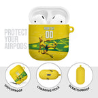 Personalized Socceroos Mascot AirPods Case Australian Football Player Dynamic Green Yellow Sports Art
