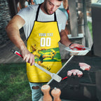 Personalized Socceroos Mascot Apron Australian Football Player Dynamic Green Yellow Sports Art