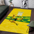 Personalized Socceroos Mascot Area Rug Australian Football Player Dynamic Green Yellow Sports Art