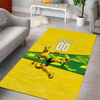 Personalized Socceroos Mascot Area Rug Australian Football Player Dynamic Green Yellow Sports Art