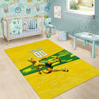 Personalized Socceroos Mascot Area Rug Australian Football Player Dynamic Green Yellow Sports Art