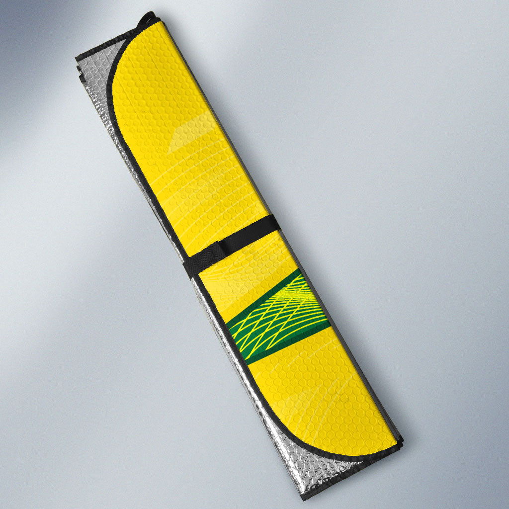 Personalized Socceroos Mascot Auto Sun Shade Australian Football Player Dynamic Green Yellow Sports Art