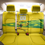 Personalized Socceroos Mascot Back Car Seat Cover Australian Football Player Dynamic Green Yellow Sports Art
