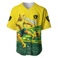 Personalized Socceroos Mascot Baseball Jersey Australian Football Player Dynamic Green Yellow Sports Art