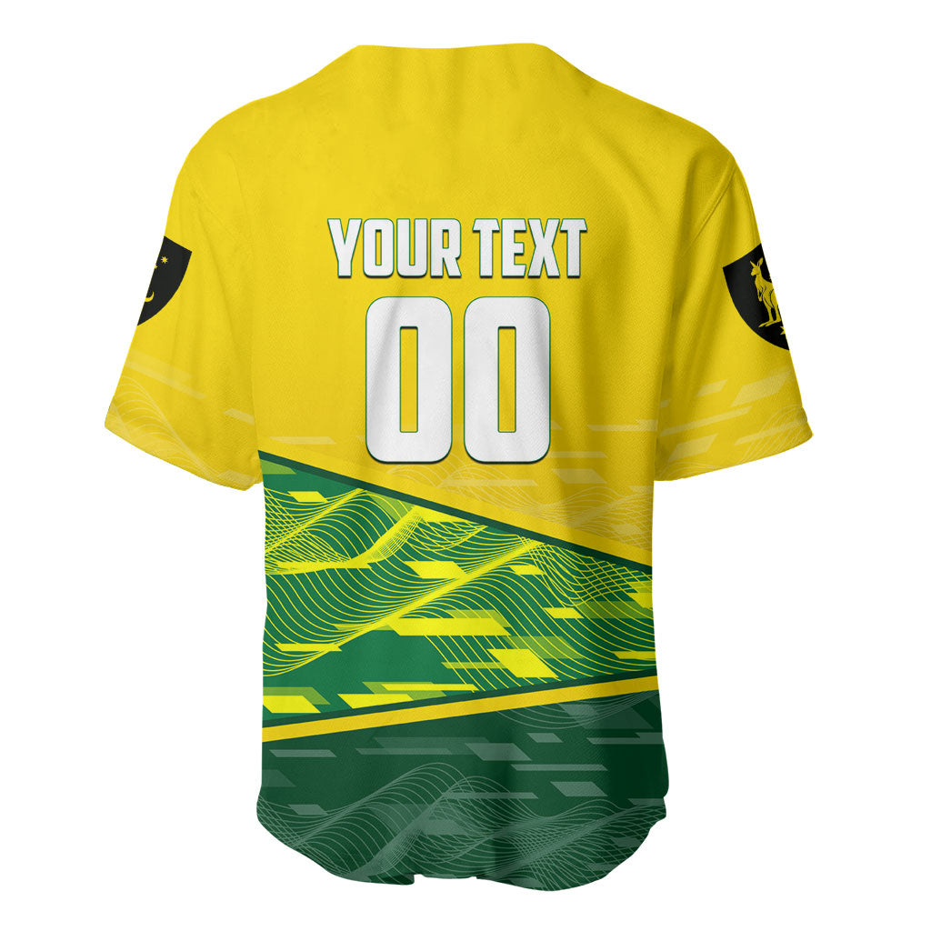 Personalized Socceroos Mascot Baseball Jersey Australian Football Player Dynamic Green Yellow Sports Art