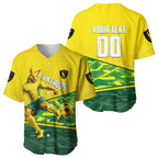 Personalized Socceroos Mascot Baseball Jersey Australian Football Player Dynamic Green Yellow Sports Art