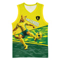 Personalized Socceroos Mascot Basketball Jersey Australian Football Player Dynamic Green Yellow Sports Art
