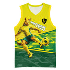 Personalized Socceroos Mascot Basketball Jersey Australian Football Player Dynamic Green Yellow Sports Art