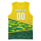 Personalized Socceroos Mascot Basketball Jersey Australian Football Player Dynamic Green Yellow Sports Art