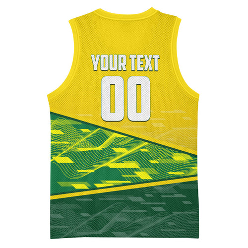 Personalized Socceroos Mascot Basketball Jersey Australian Football Player Dynamic Green Yellow Sports Art