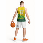 Personalized Socceroos Mascot Basketball Jersey Australian Football Player Dynamic Green Yellow Sports Art