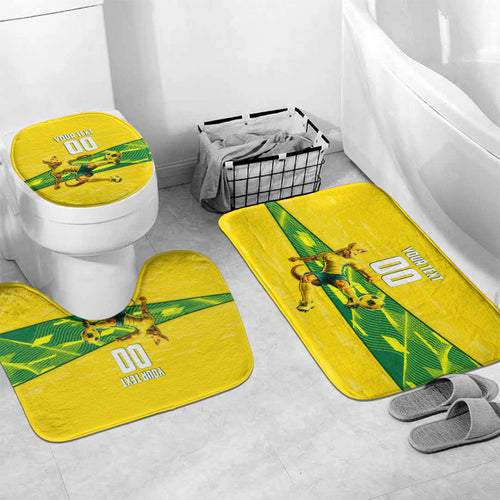 Personalized Socceroos Mascot Bathroom Set Australian Football Player Dynamic Green Yellow Sports Art