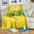 Personalized Socceroos Mascot Blanket Australian Football Player Dynamic Green Yellow Sports Art