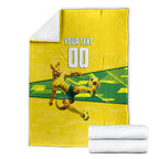 Personalized Socceroos Mascot Blanket Australian Football Player Dynamic Green Yellow Sports Art