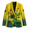 Personalized Socceroos Mascot Blazer Australian Football Player Dynamic Green Yellow Sports Art