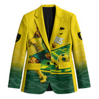 Personalized Socceroos Mascot Blazer Australian Football Player Dynamic Green Yellow Sports Art