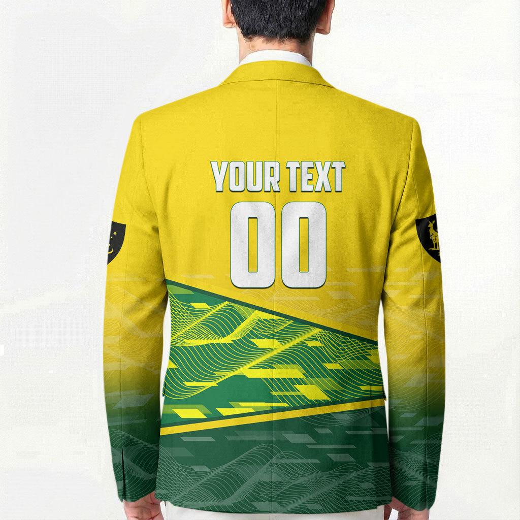 Personalized Socceroos Mascot Blazer Australian Football Player Dynamic Green Yellow Sports Art