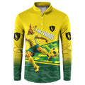 Personalized Socceroos Mascot Button Sweatshirt Australian Football Player Dynamic Green Yellow Sports Art