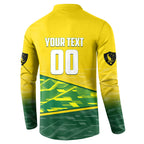 Personalized Socceroos Mascot Button Sweatshirt Australian Football Player Dynamic Green Yellow Sports Art