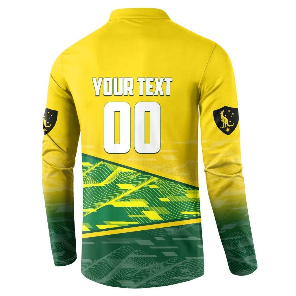 Personalized Socceroos Mascot Button Sweatshirt Australian Football Player Dynamic Green Yellow Sports Art