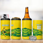 Personalized Socceroos Mascot 4 in 1 Can Cooler Tumbler Australian Football Player Dynamic Green Yellow Sports Art