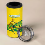 Personalized Socceroos Mascot 4 in 1 Can Cooler Tumbler Australian Football Player Dynamic Green Yellow Sports Art