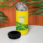 Personalized Socceroos Mascot 4 in 1 Can Cooler Tumbler Australian Football Player Dynamic Green Yellow Sports Art