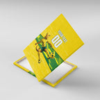 Personalized Socceroos Mascot Canvas Wall Art Australian Football Player Dynamic Green Yellow Sports Art