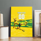 Personalized Socceroos Mascot Canvas Wall Art Australian Football Player Dynamic Green Yellow Sports Art