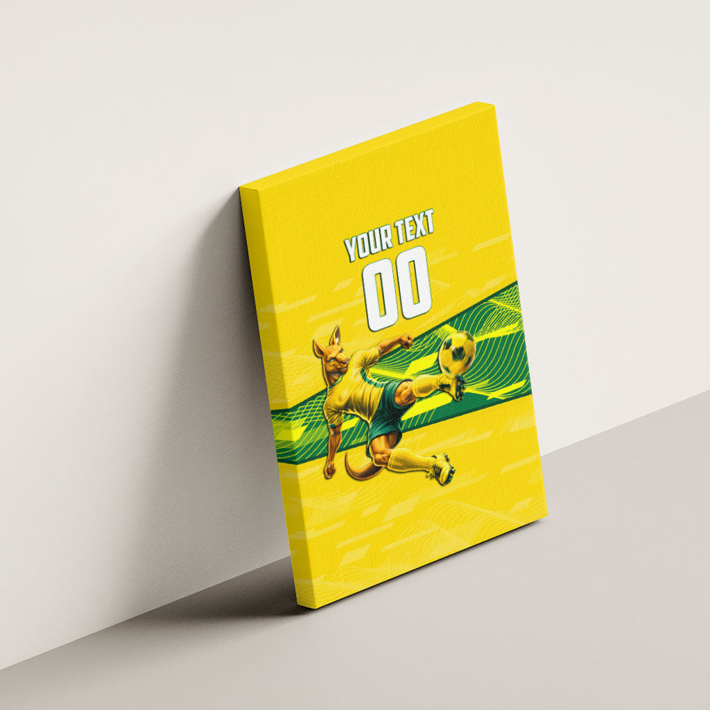 Personalized Socceroos Mascot Canvas Wall Art Australian Football Player Dynamic Green Yellow Sports Art