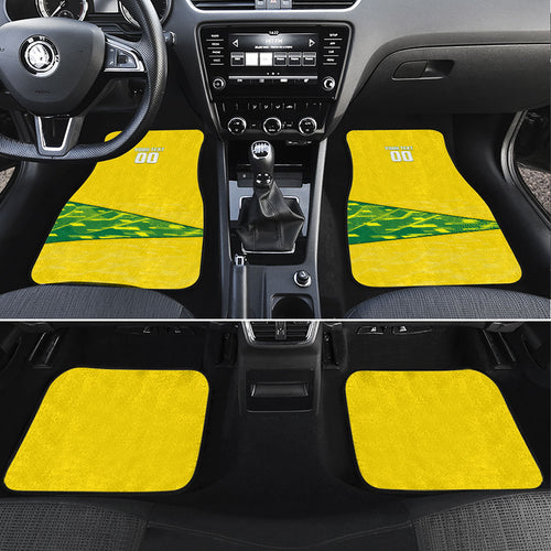 Personalized Socceroos Mascot Car Mats Australian Football Player Dynamic Green Yellow Sports Art