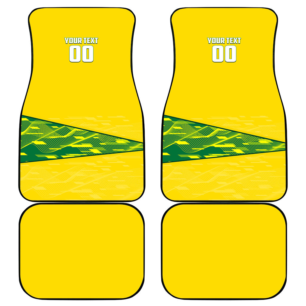 Personalized Socceroos Mascot Car Mats Australian Football Player Dynamic Green Yellow Sports Art