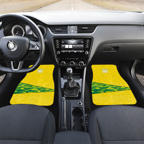Personalized Socceroos Mascot Car Mats Australian Football Player Dynamic Green Yellow Sports Art