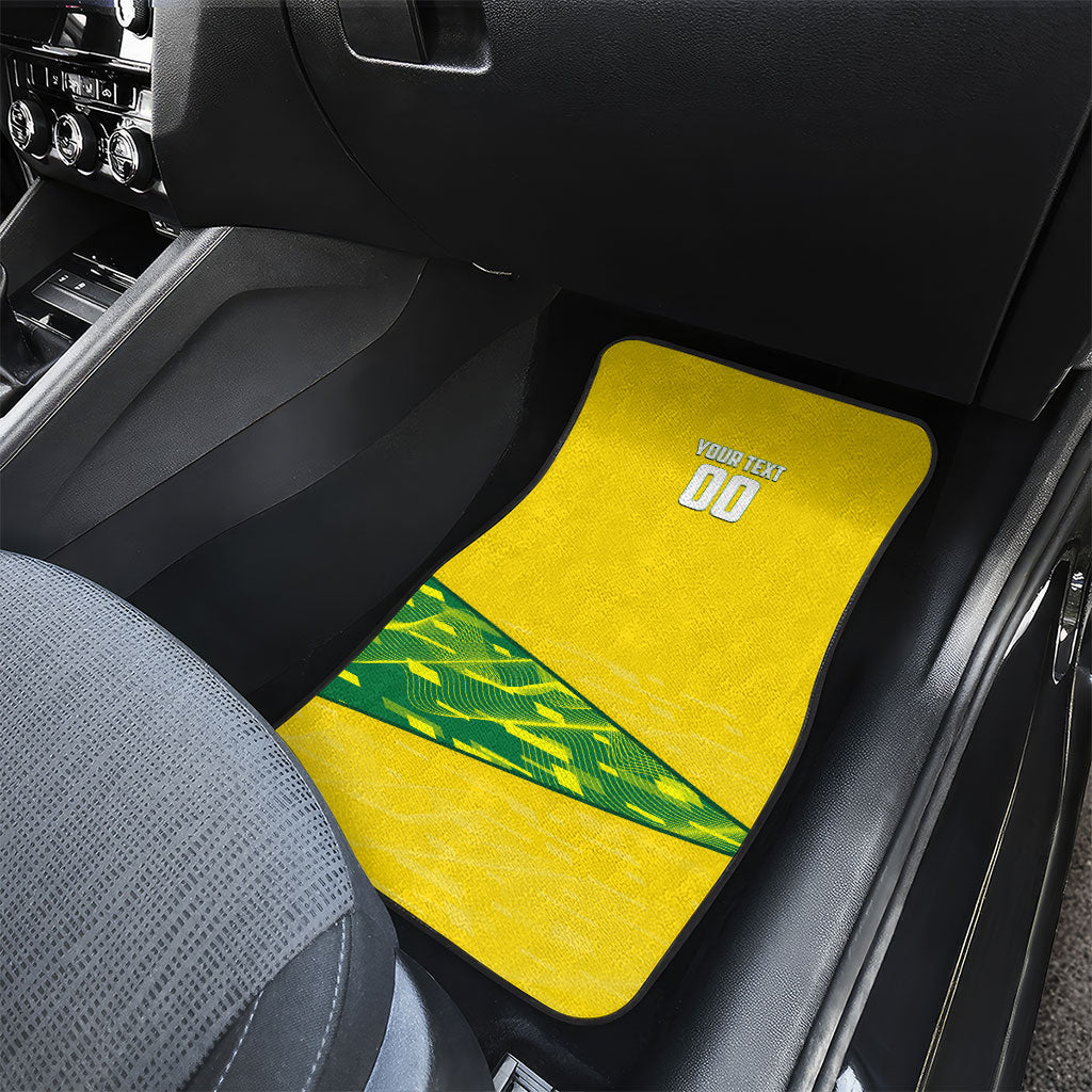 Personalized Socceroos Mascot Car Mats Australian Football Player Dynamic Green Yellow Sports Art