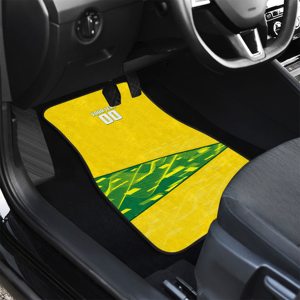 Personalized Socceroos Mascot Car Mats Australian Football Player Dynamic Green Yellow Sports Art
