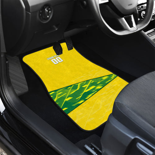 Personalized Socceroos Mascot Car Mats Australian Football Player Dynamic Green Yellow Sports Art