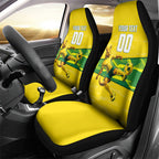 Personalized Socceroos Mascot Car Seat Cover Australian Football Player Dynamic Green Yellow Sports Art