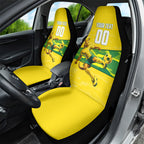 Personalized Socceroos Mascot Car Seat Cover Australian Football Player Dynamic Green Yellow Sports Art