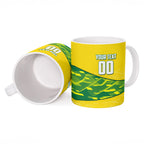 Personalized Socceroos Mascot Ceramic Mug Australian Football Player Dynamic Green Yellow Sports Art