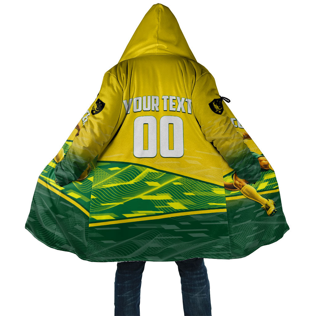 Personalized Socceroos Mascot Cloak Australian Football Player Dynamic Green Yellow Sports Art